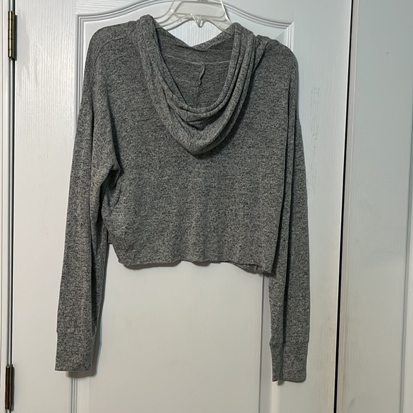 Grey cropped sweater with hood - Picture 2 of 2
